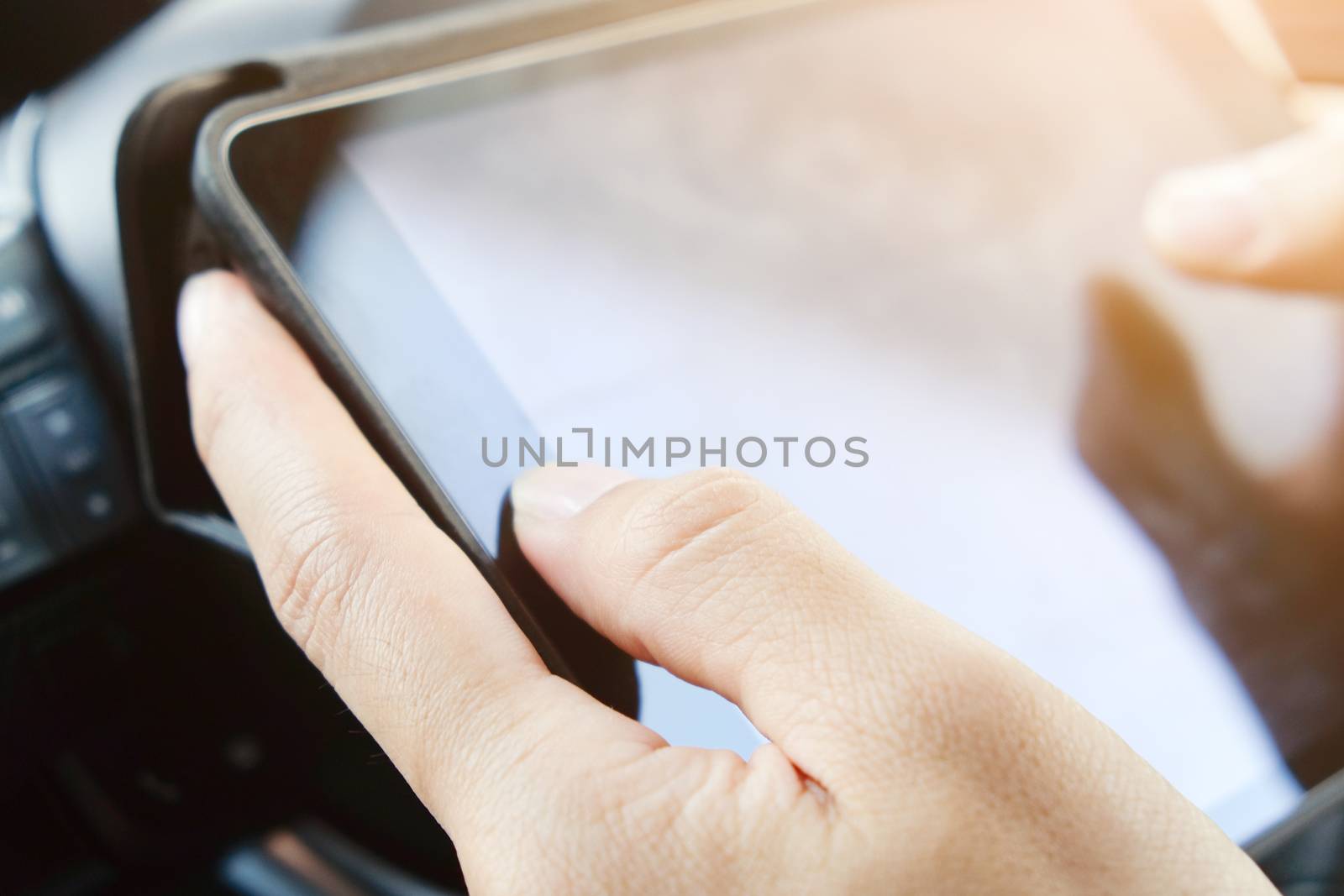 close up image of using digital tablet,Doing business the modern way concept background
