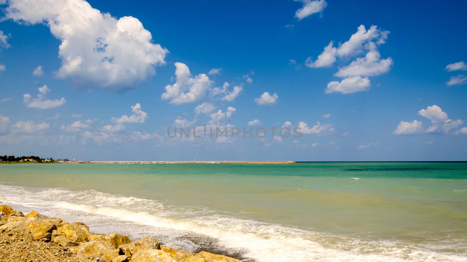 The summer shaky sea. Sicilian Port