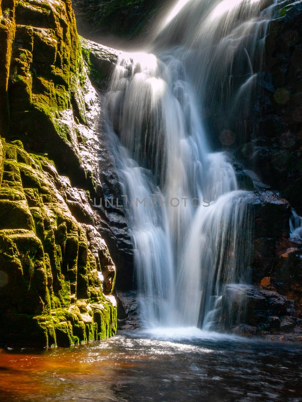 Kamienczyk waterfall near SzklarskaPoreba in Giant mountains or Karkonosze, Poland. Long time exposure by pyty