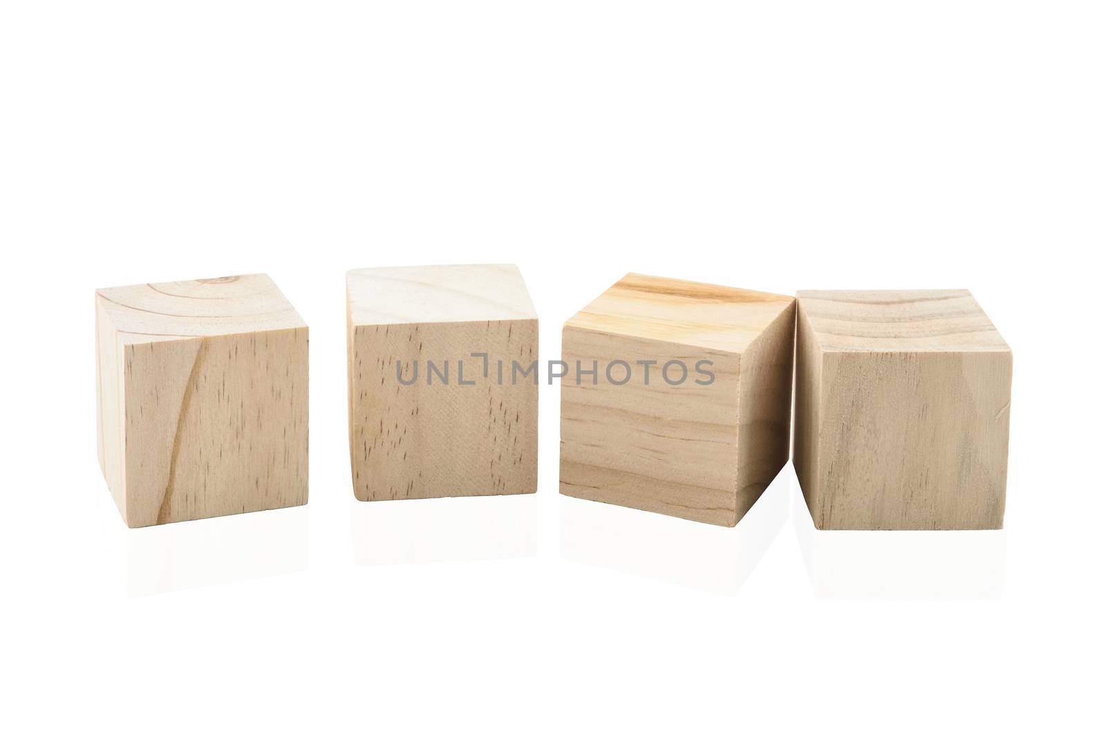 Wooden Building Blocks isolated against white background by Njean