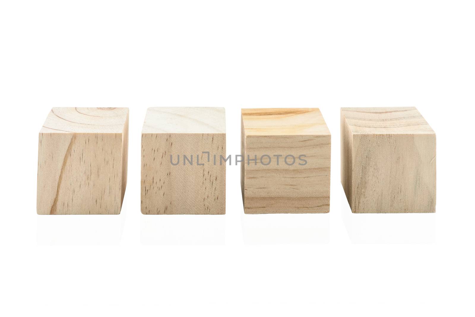 Wooden Building Blocks isolated against white background by Njean