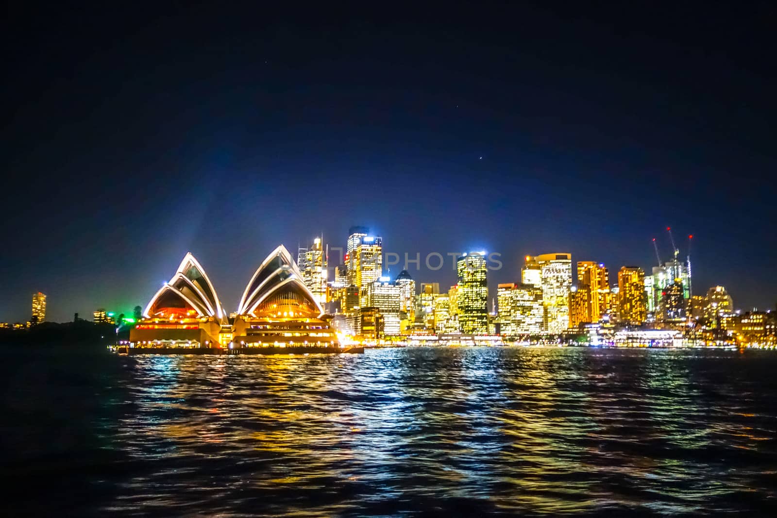Sydney city and opera house at night, Australia