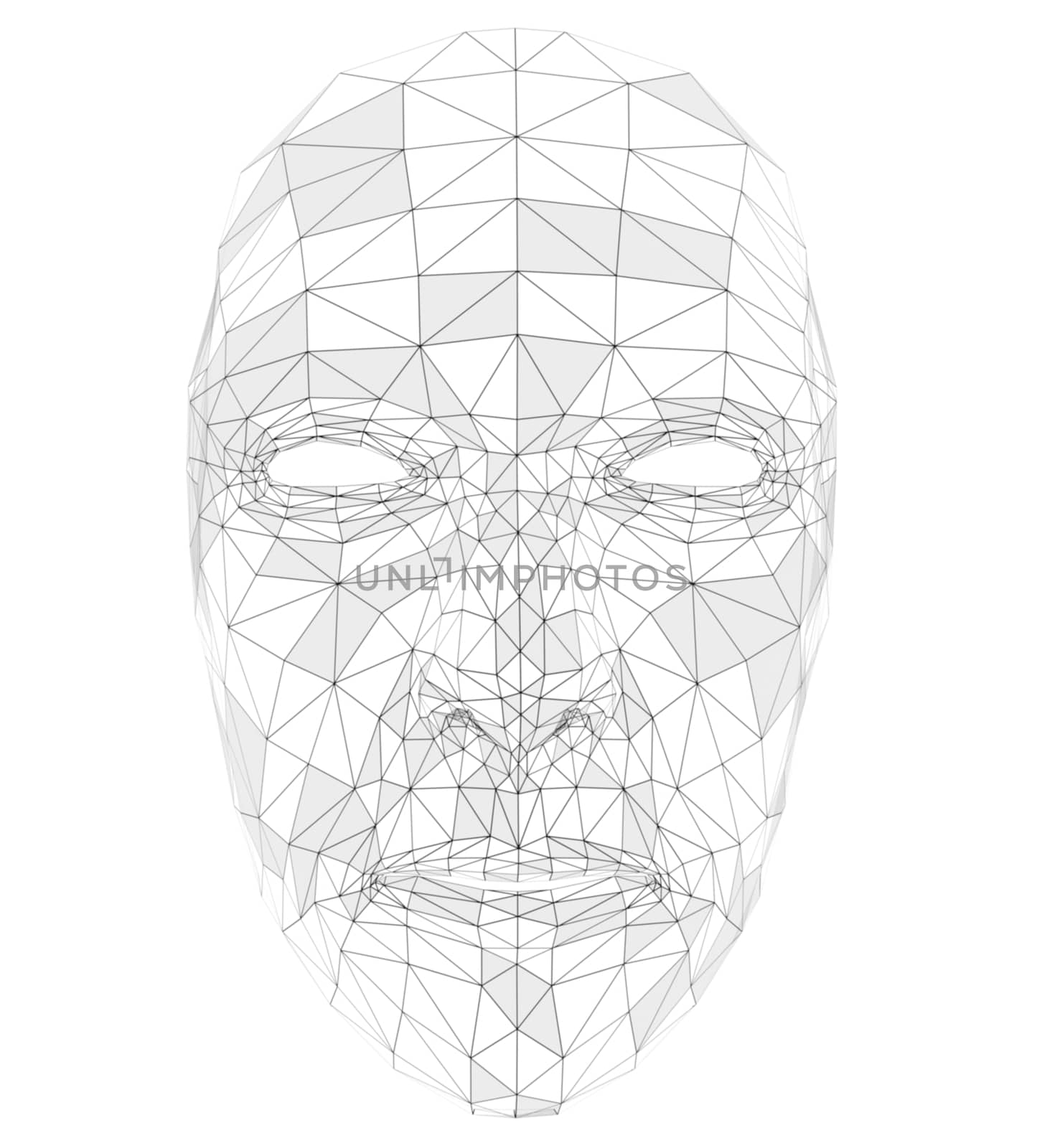 Human face consisting of lines, polygons and dots by cherezoff