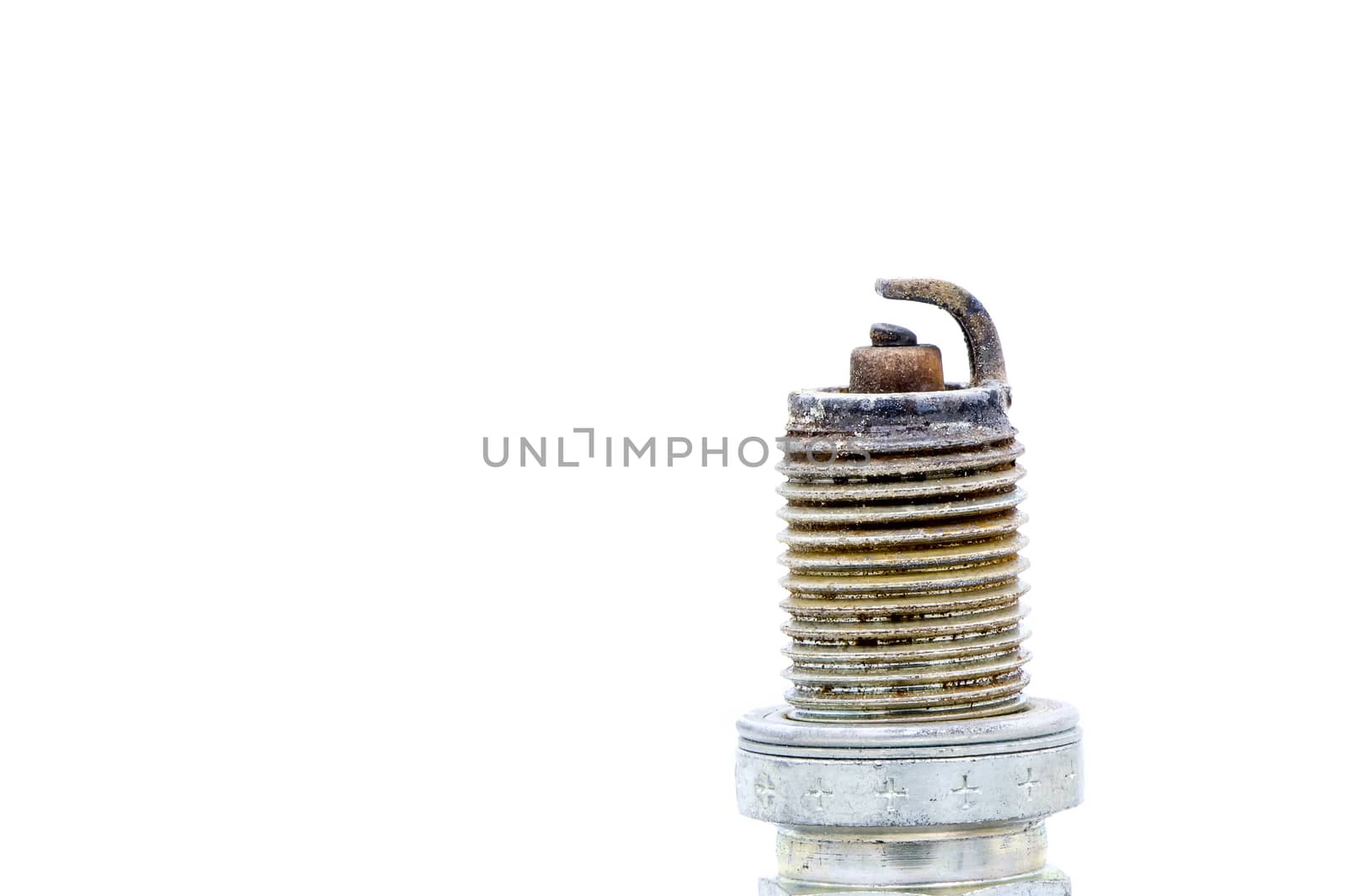 Old spark plug isolated on the white by ahimaone