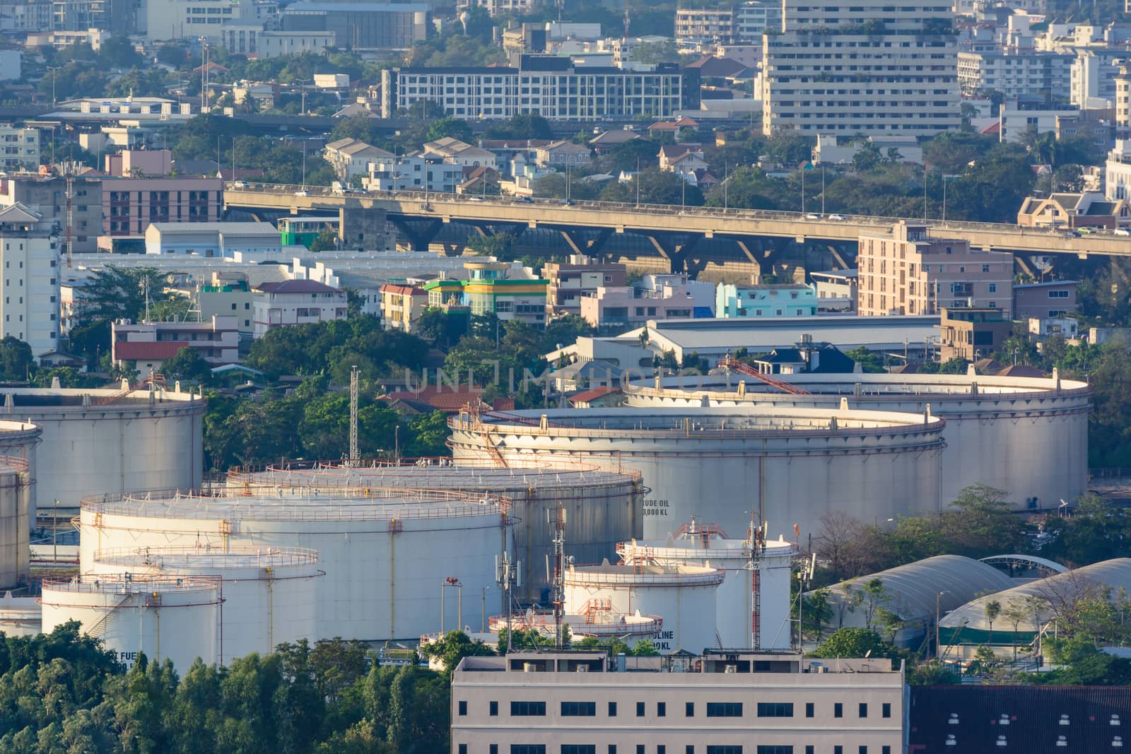 Oil refinery industry And Petrochemical plant in city  by ahimaone