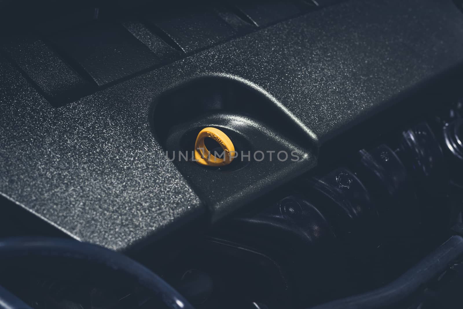 Close up shot of car engine for background by ahimaone