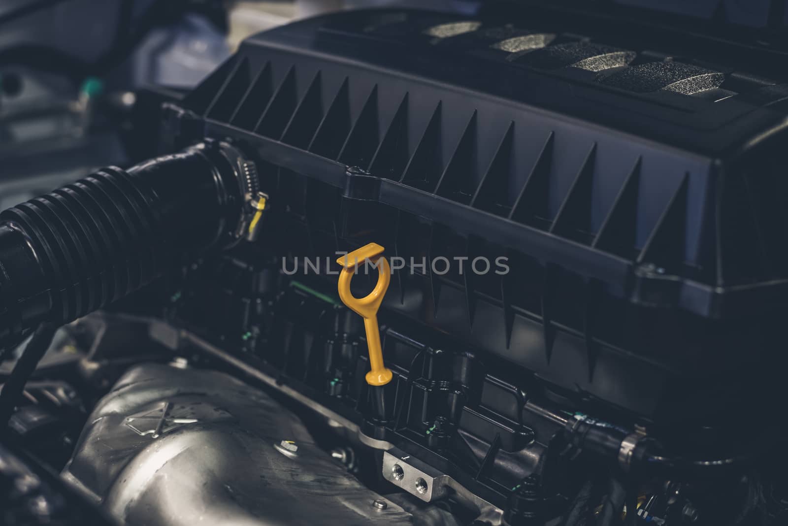 Close up shot of car engine for background