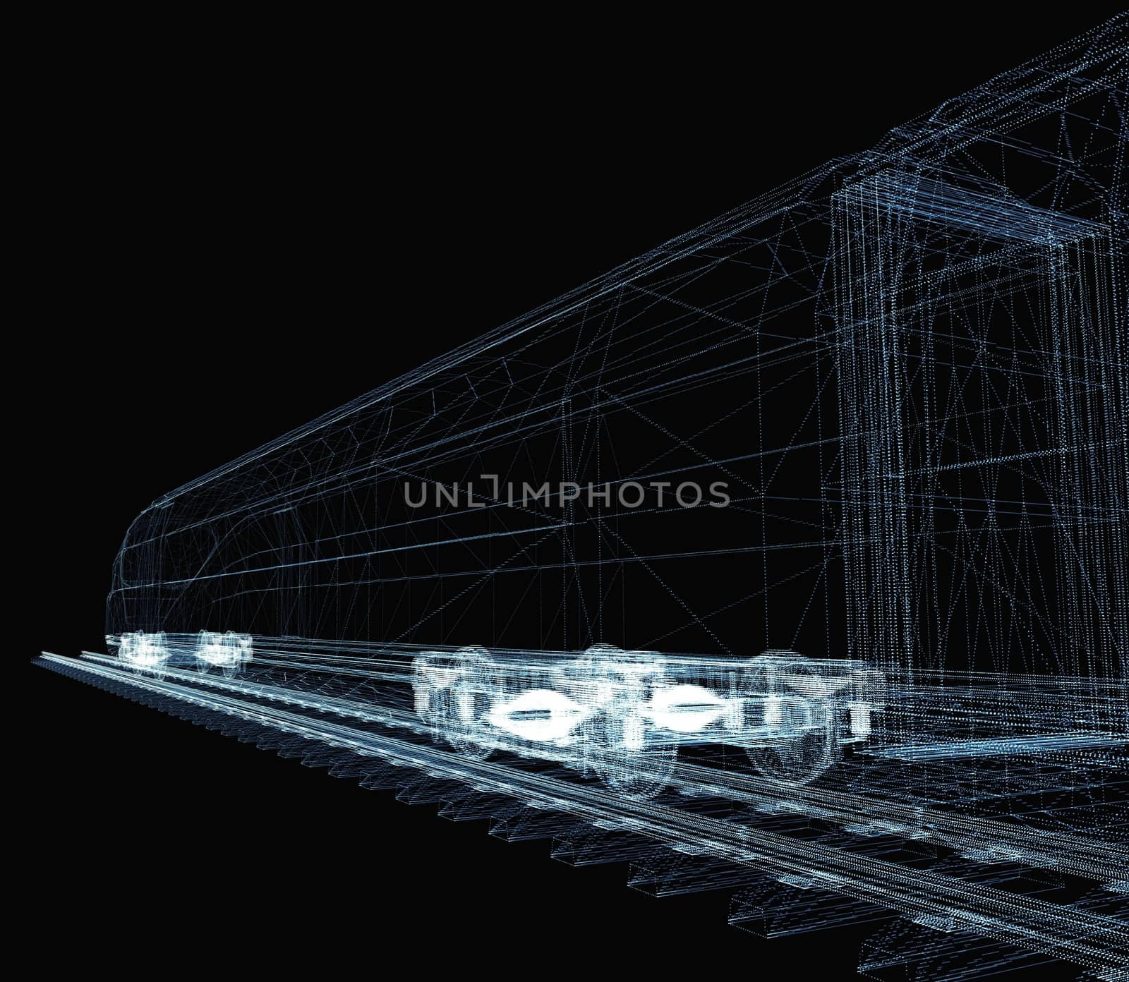 Abstract polygonal high-speed passenger train by cherezoff