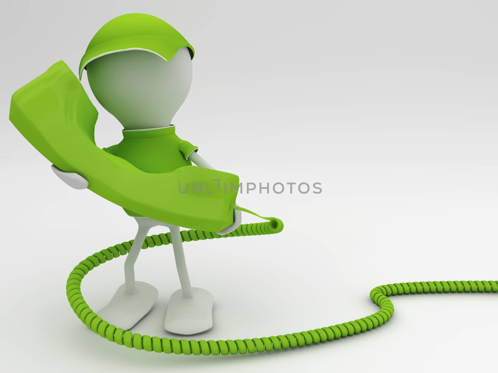 Stay connected. Telecom concept 3d render in green.