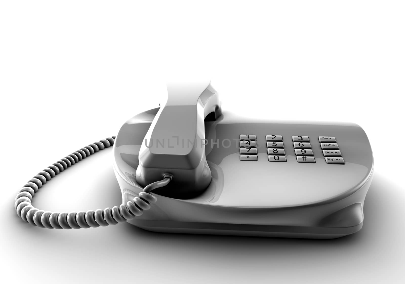 A fix phone isolated on white 3d render by F1b0nacci
