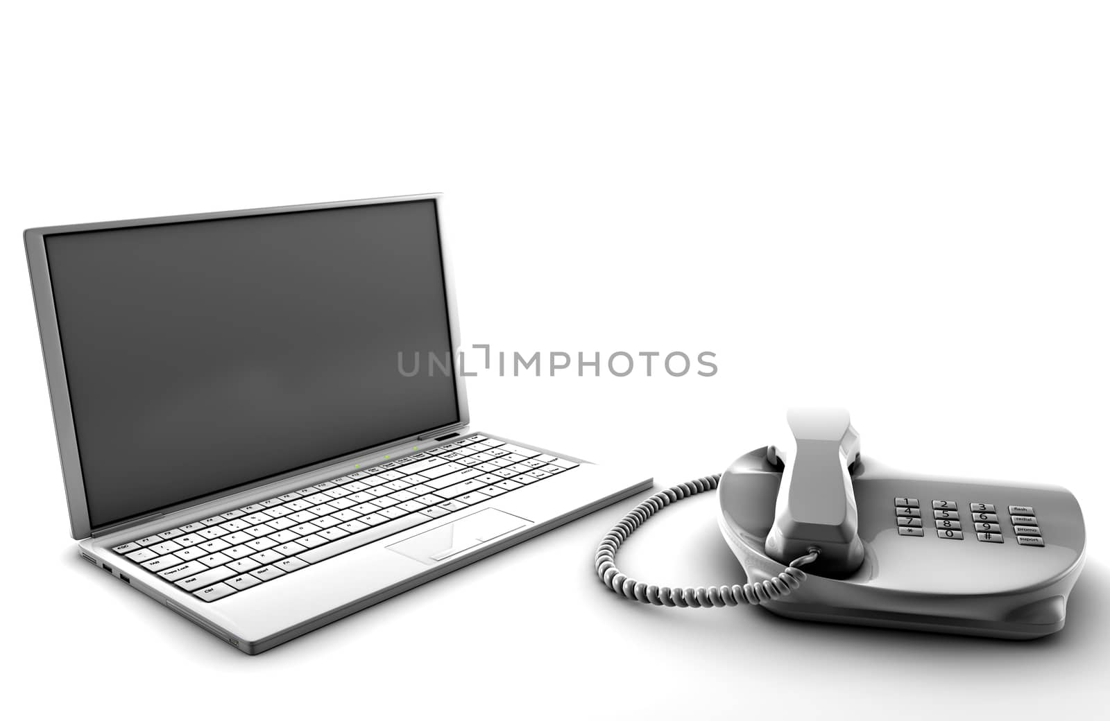 A bundle of telco services isolated on white