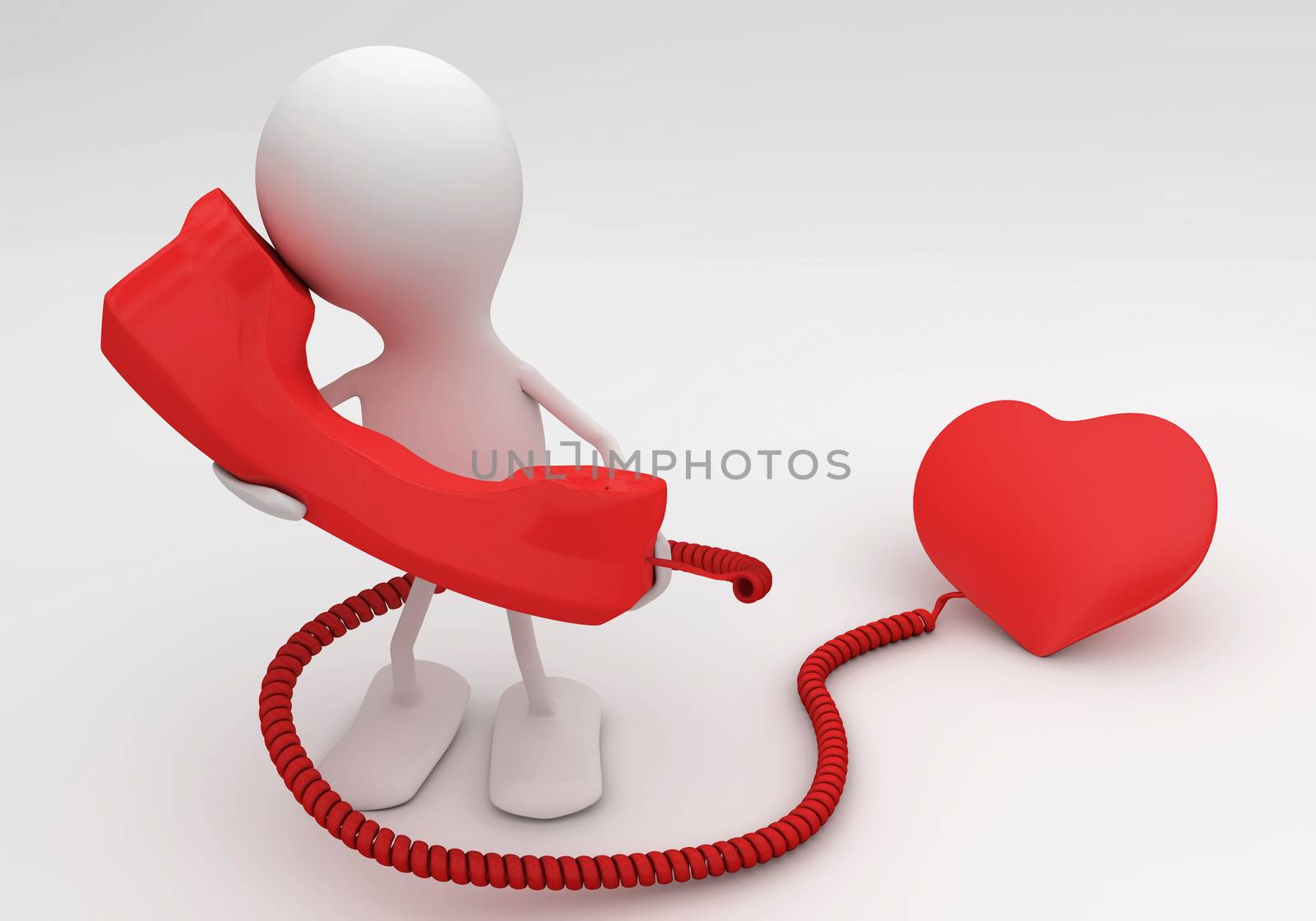 Listen to your heart. 3d rendered love concept