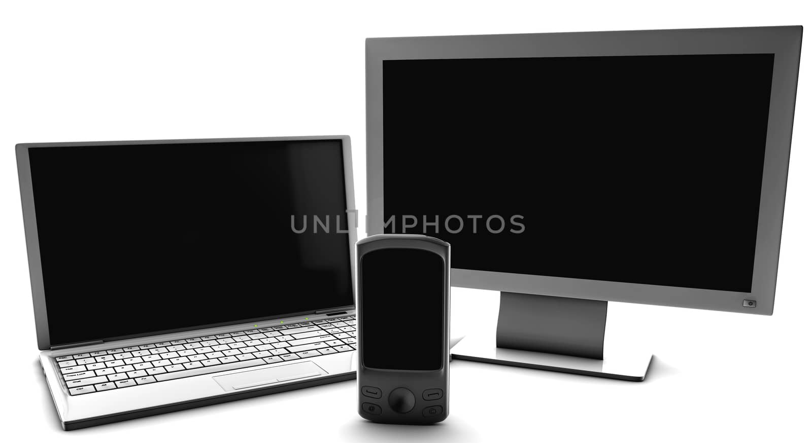 A bundle of net tv and cell phone isolated on white