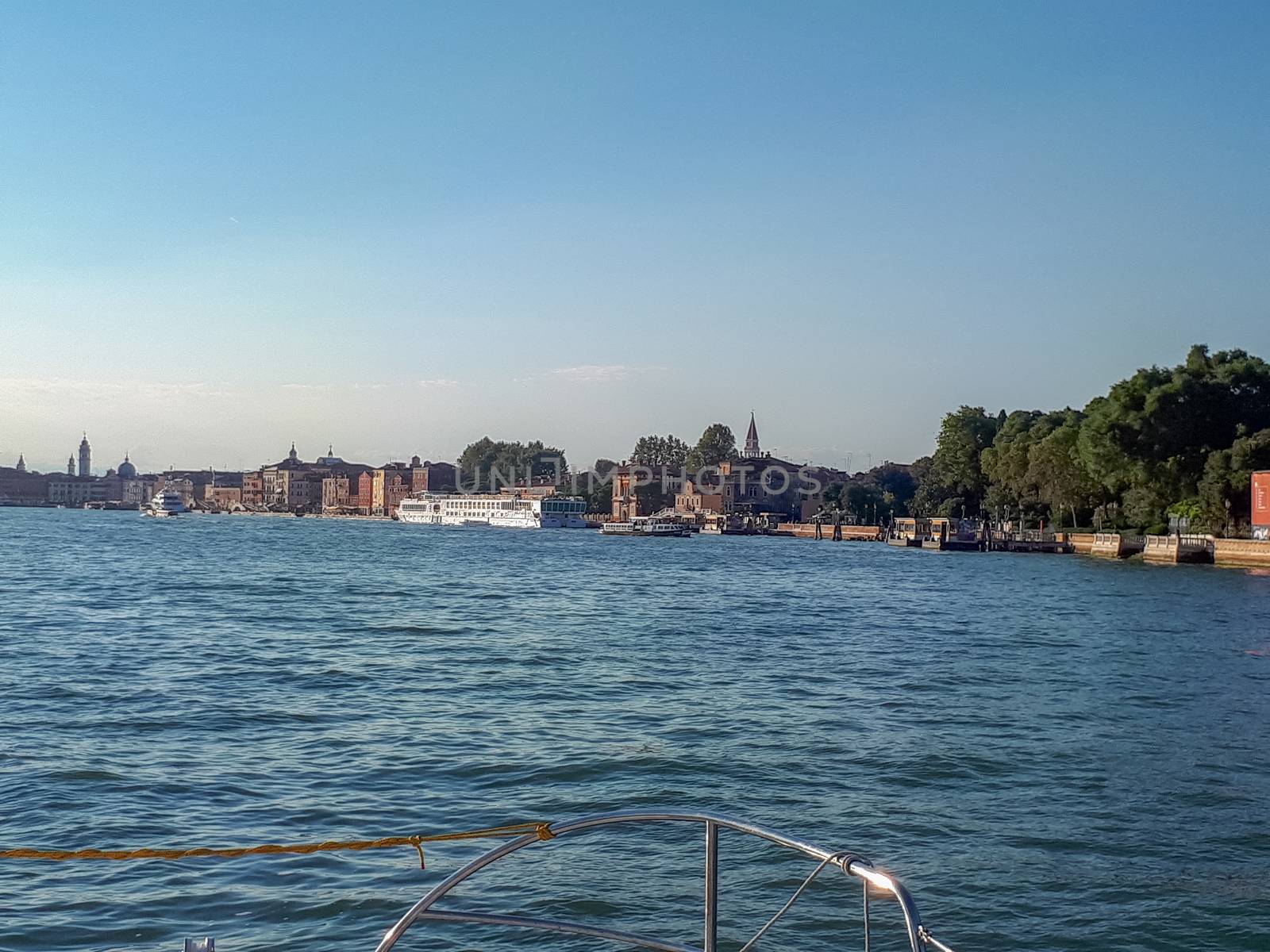 view to venice from the boat at day