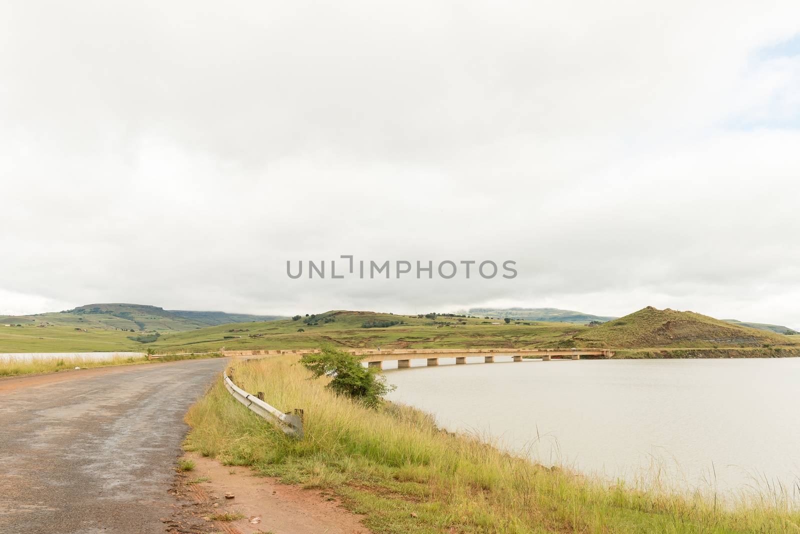 The road bridge over the Woodstock Dam at Dukuza near Bergville in the Kwazulu-Natal Province