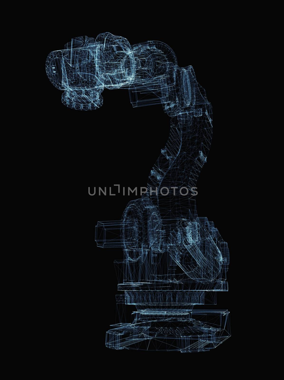 Industrial robot arm consisting of luminous lines by cherezoff