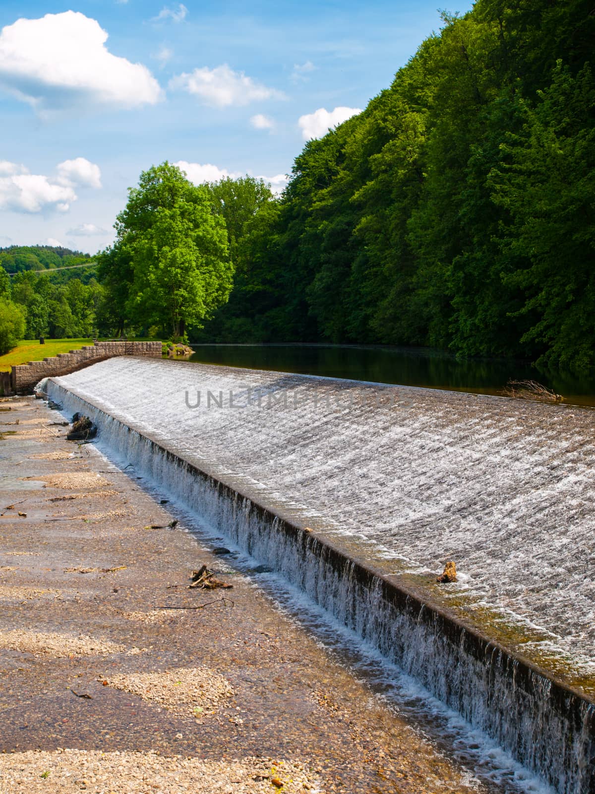Weir on Jizera river near Dolanky, Turnov, Czech Republic by pyty