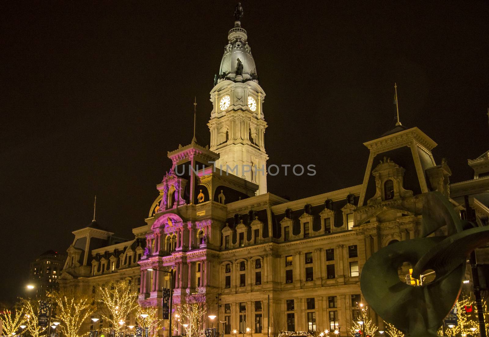 Philadelphia city hall by night, Pennsylvania USA by edella
