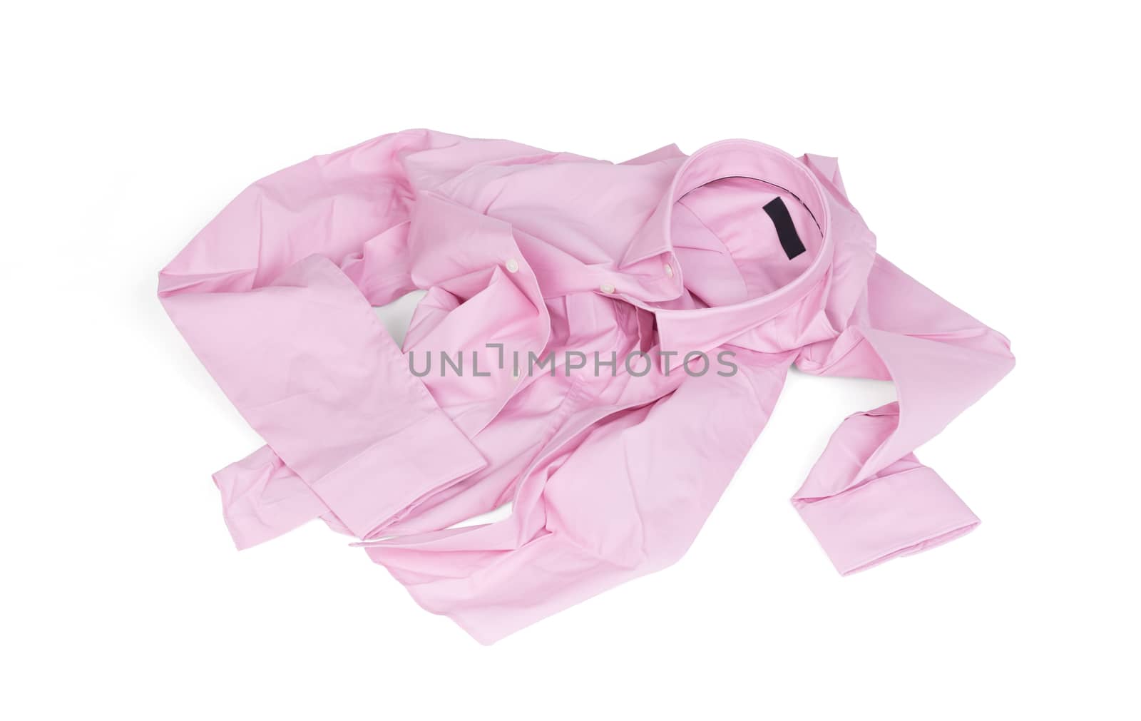 Unfolded pink man shirt on white background by michaklootwijk