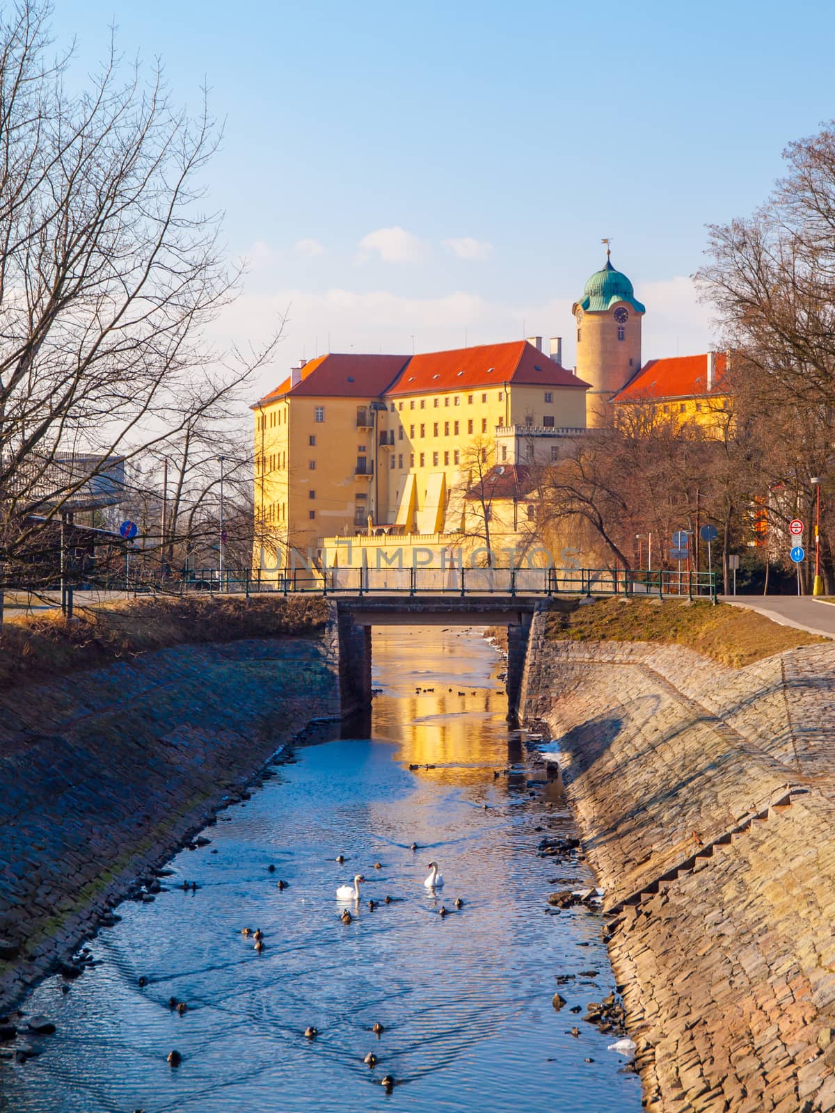 Podebrady Castle at River Labe, Czech Republic.