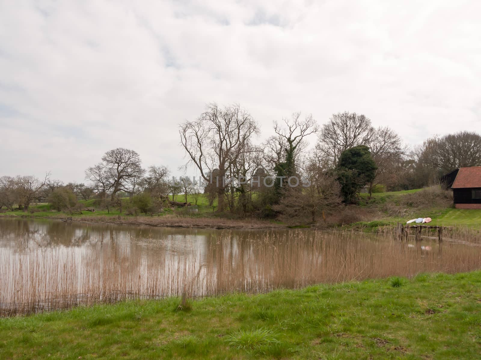 water lagoon pool with pontoon nature spring overcast background by callumrc