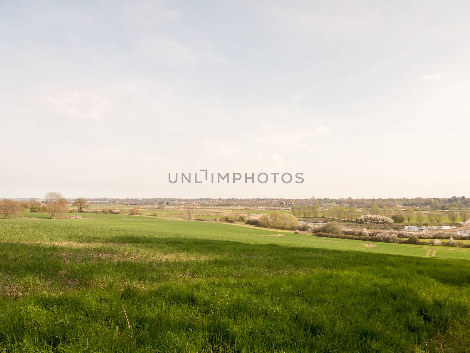 large open field farm country valley spring sky ground background nature Dedham Vale; essex; england; uk