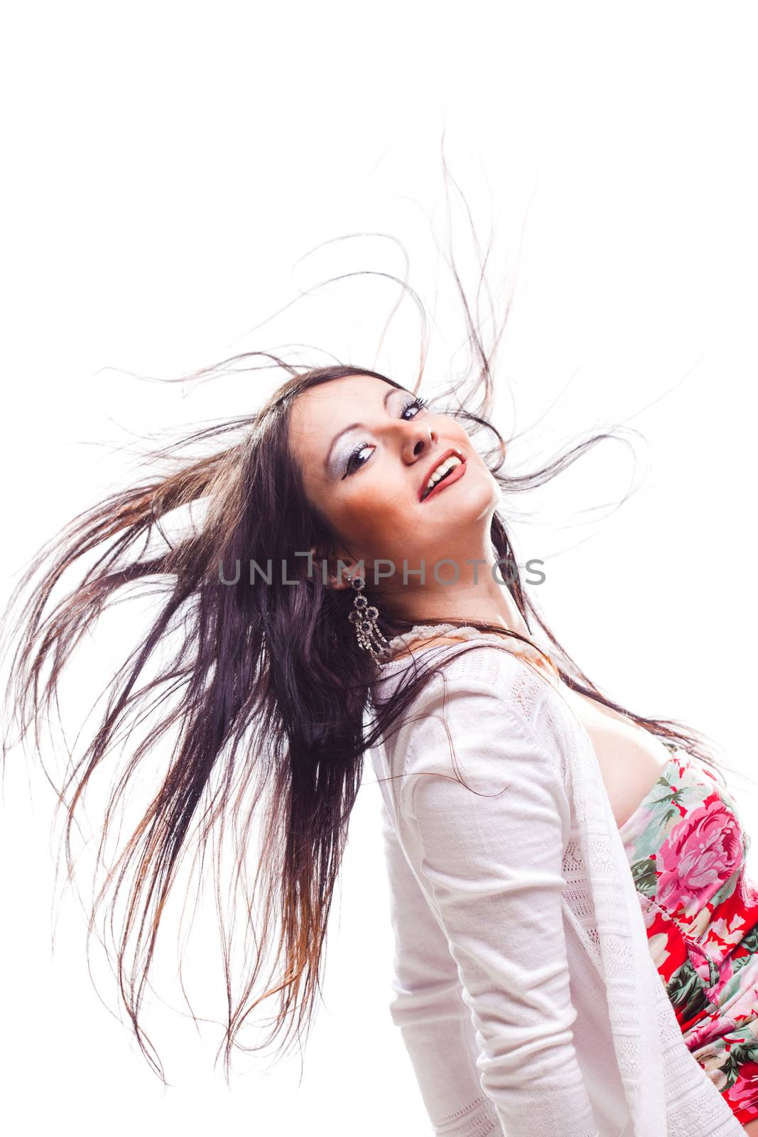 beautiful girl with windy hair by kokimk