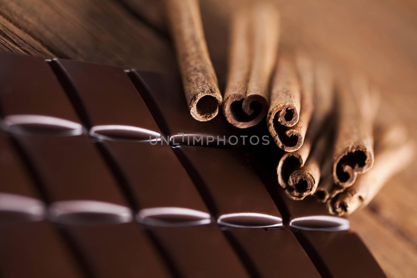 Cinnamon, Dark chocolate with candy sweet by JanPietruszka