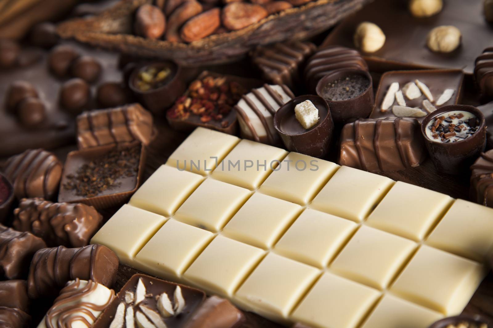 Chocolate sweet, cocoa and food dessert background