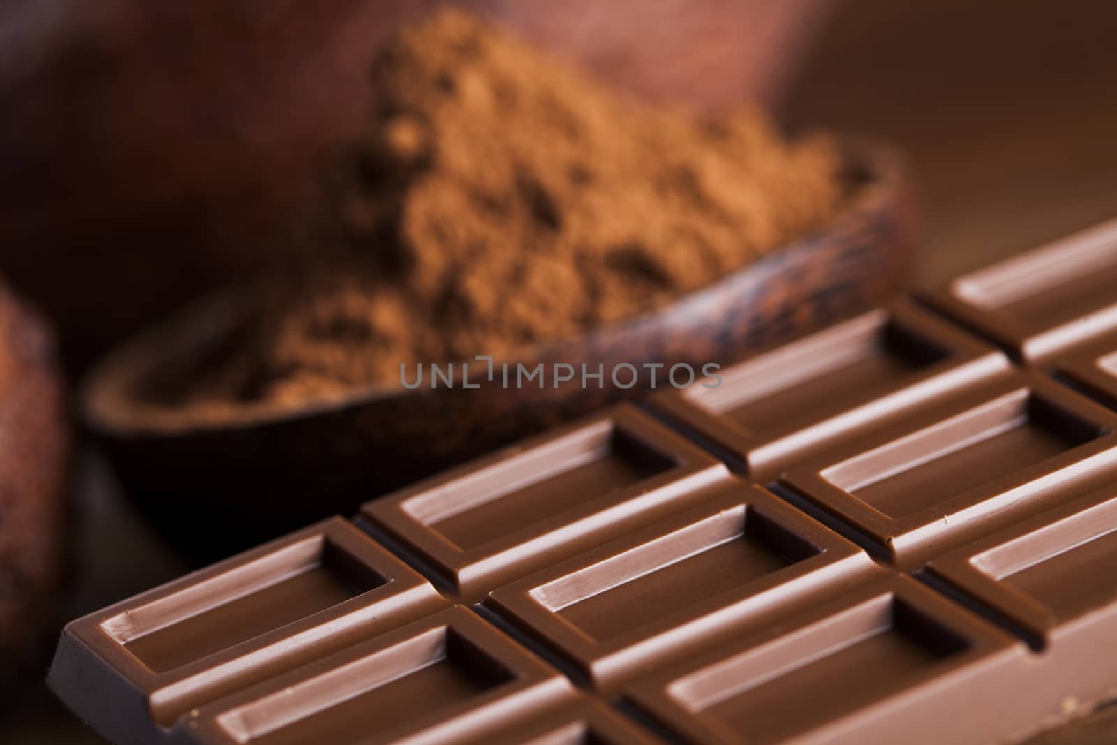 Chocolate sweet, cocoa and food dessert background by JanPietruszka