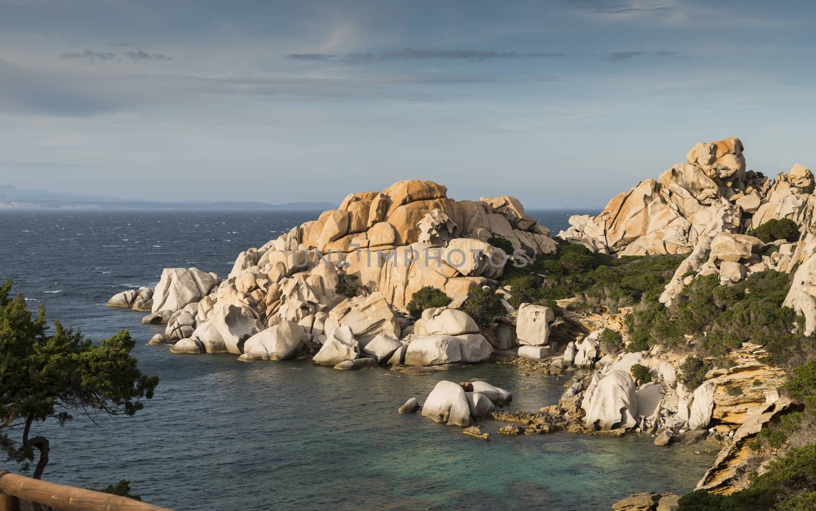 capo testa teresa di gallura , with rocks and blue sea on the italian island of sardinia