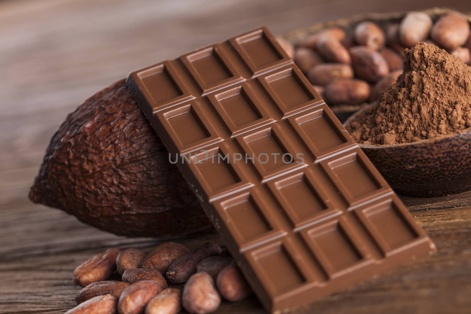 Chocolate sweet, cocoa and food dessert background by JanPietruszka