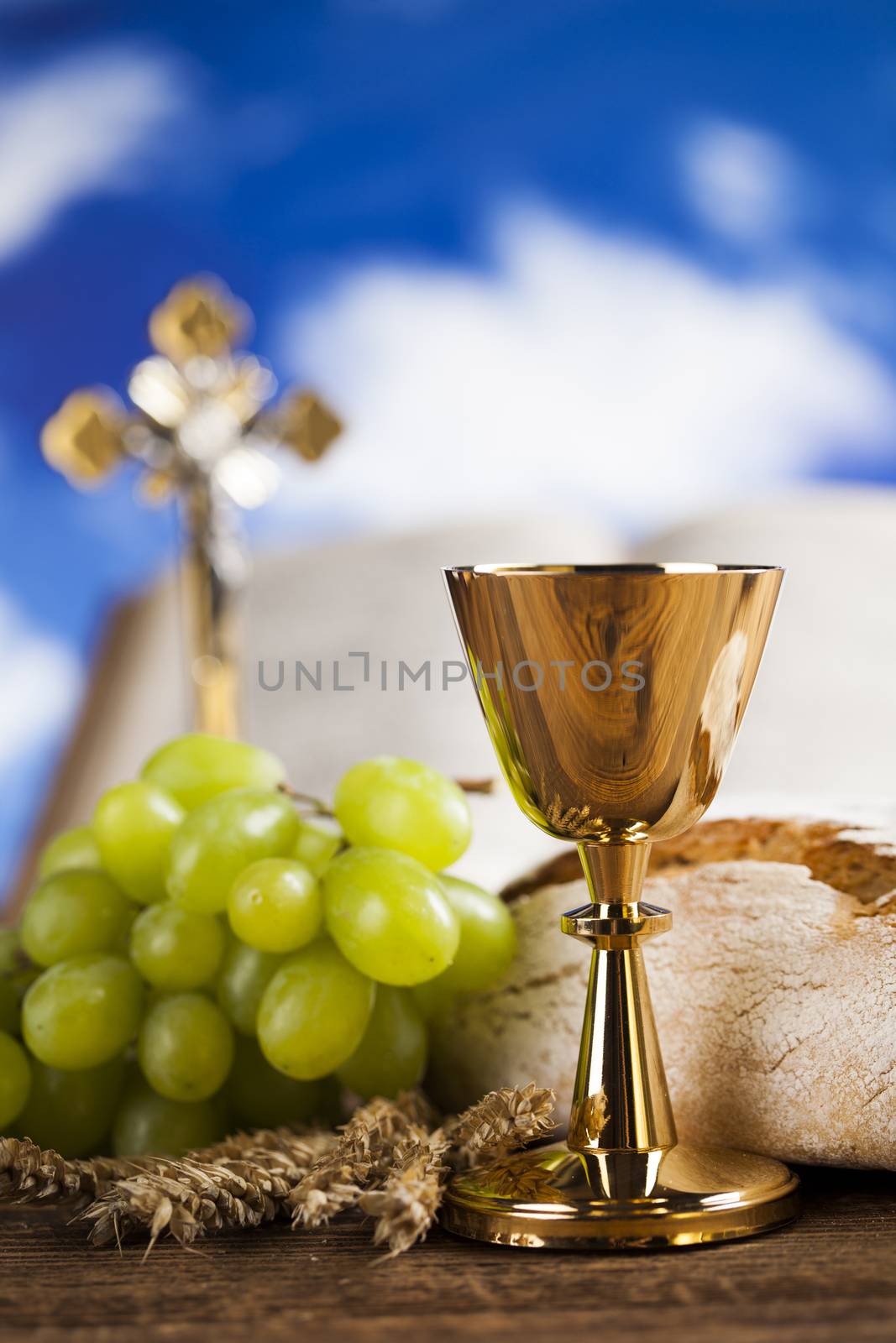 Eucharist symbol of bread and wine, chalice and host, First comm by JanPietruszka