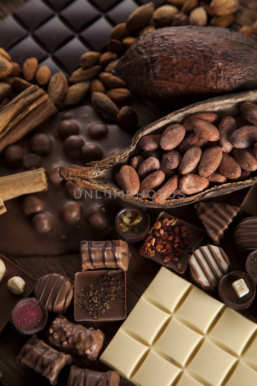 Chocolate sweet, cocoa and food dessert background