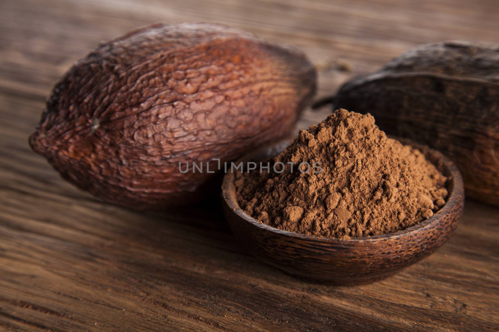 Aromatic cocoa, powder and food dessert background