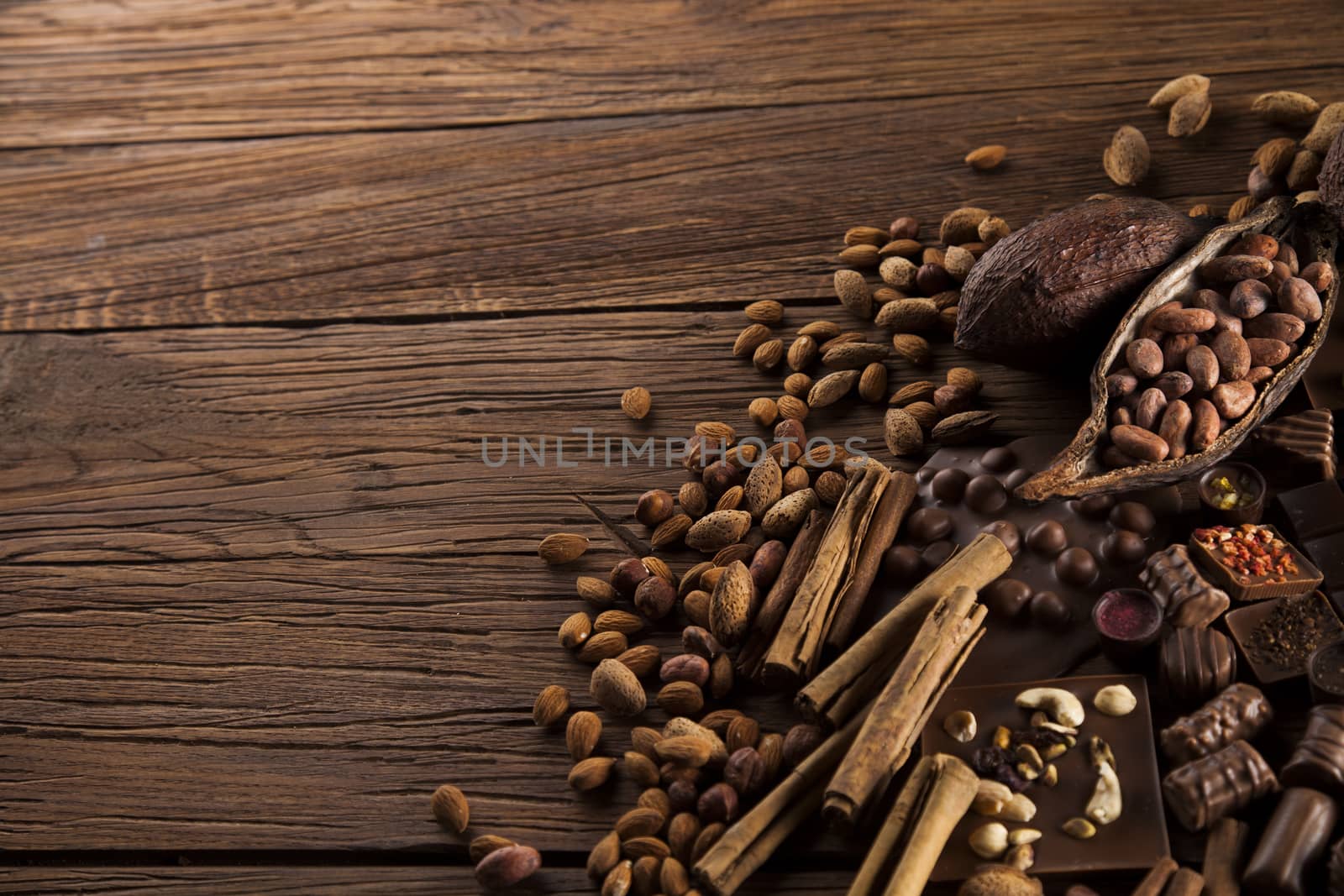 Cinnamon, Dark chocolate with milk and candy sweet by JanPietruszka