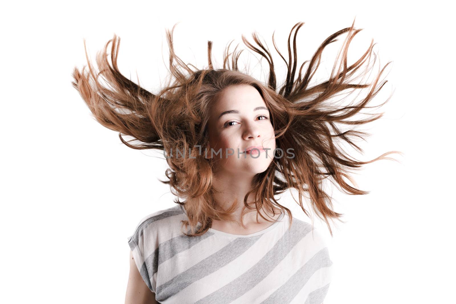 portrait of a beautiful girl with waving hair by kokimk