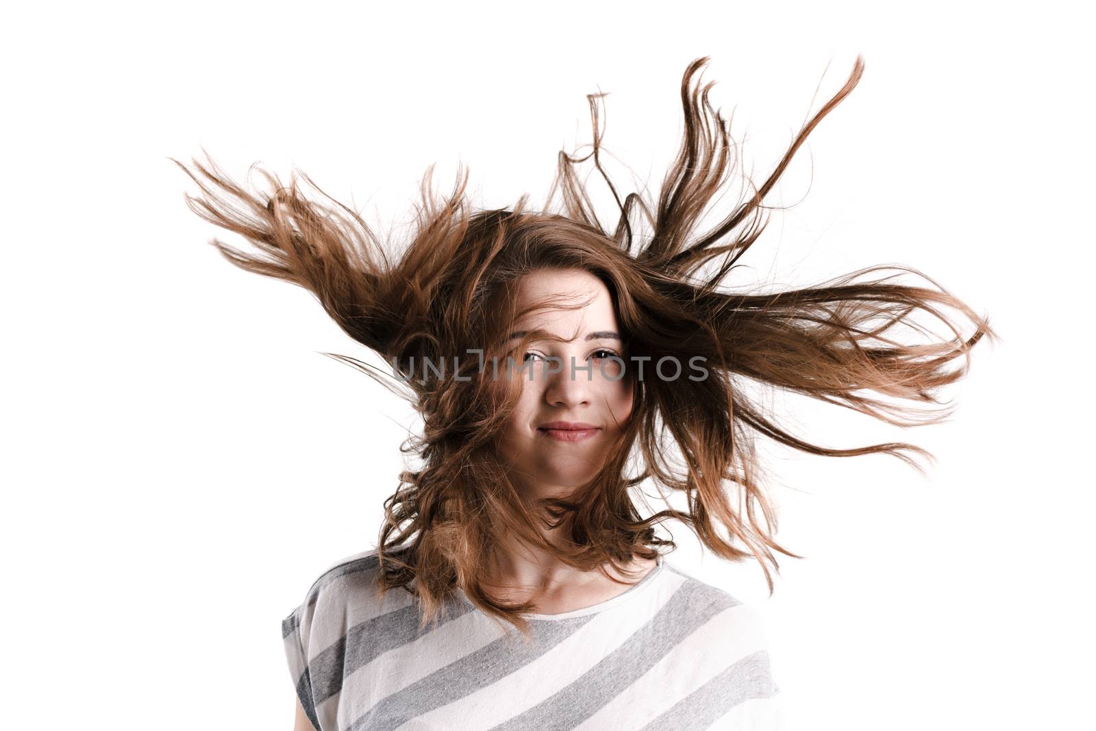 portrait of a beautiful girl with waving hair