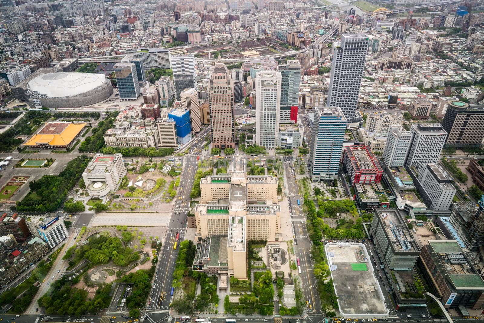 Aerial view of Taipei city from a skyscrapper