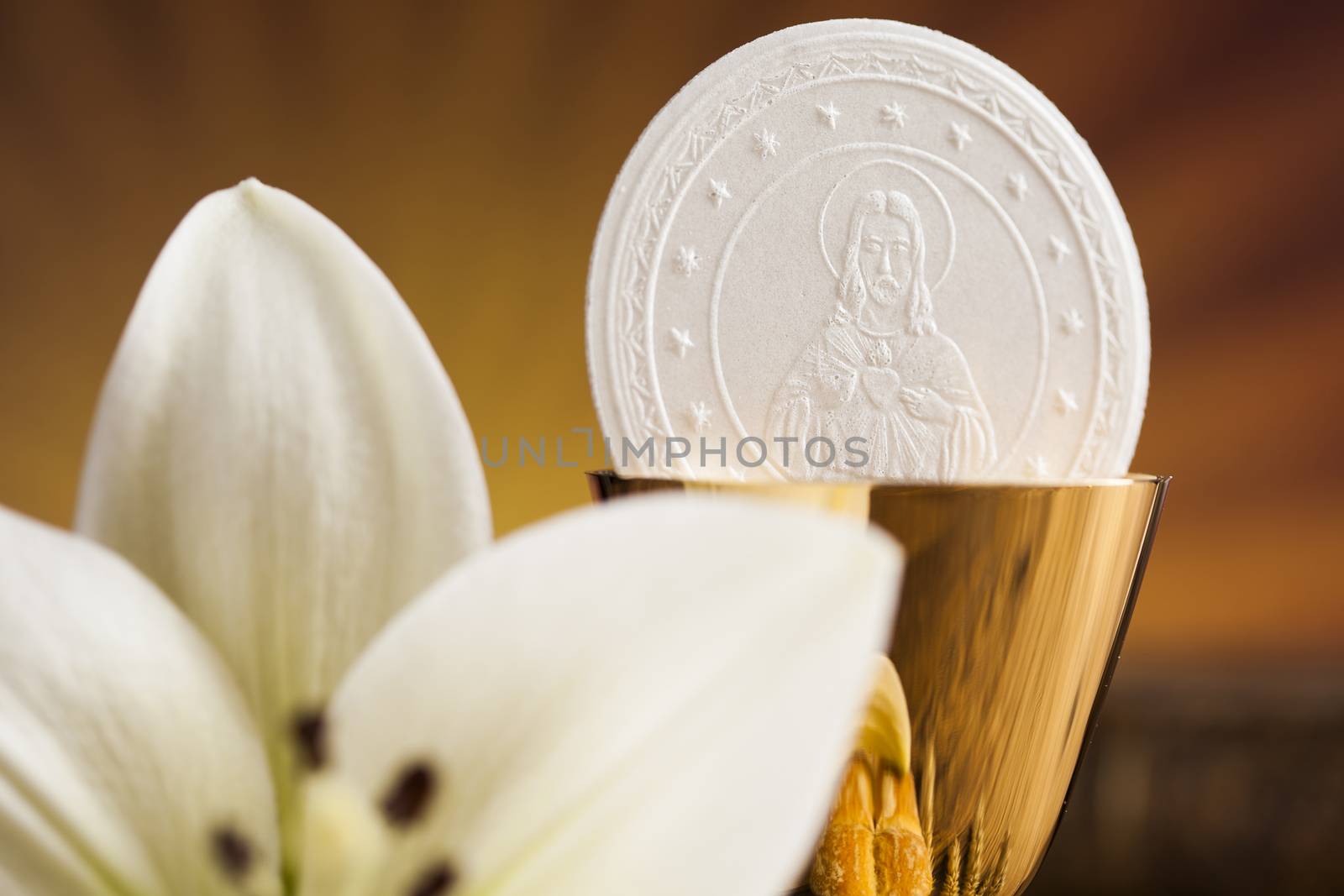 Holy Communion Bread, Wine for christianity religion by JanPietruszka