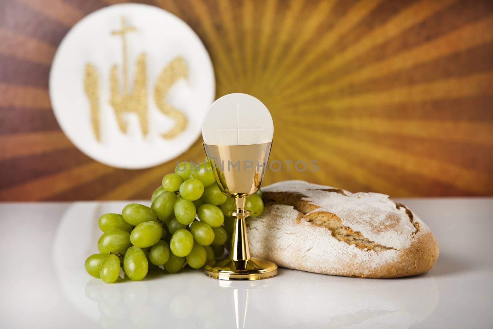 Eucharist symbol of bread and wine, chalice and host, First comm by JanPietruszka