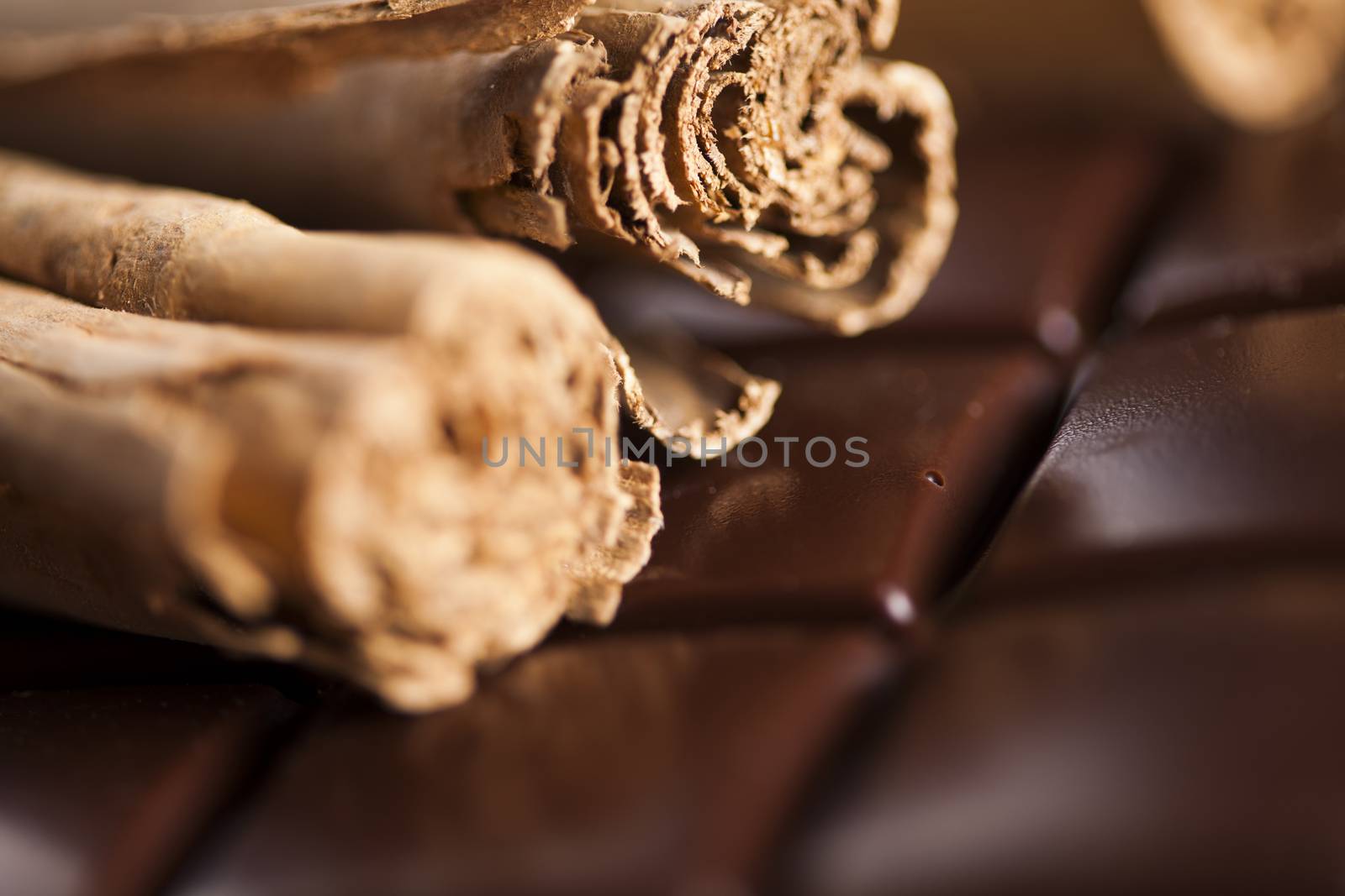 Cinnamon, Dark chocolate with candy sweet by JanPietruszka