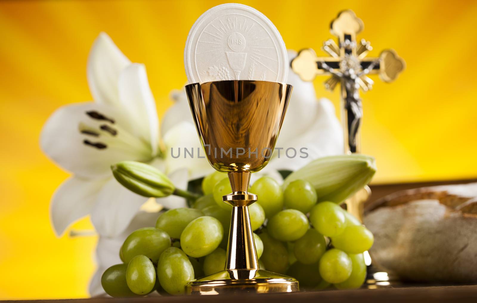 Holy Communion Bread, Wine for christianity religion