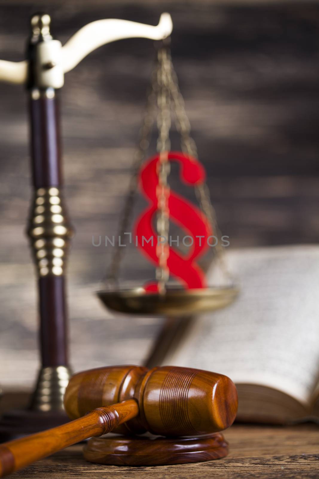 Judges wooden gavel and law Scales