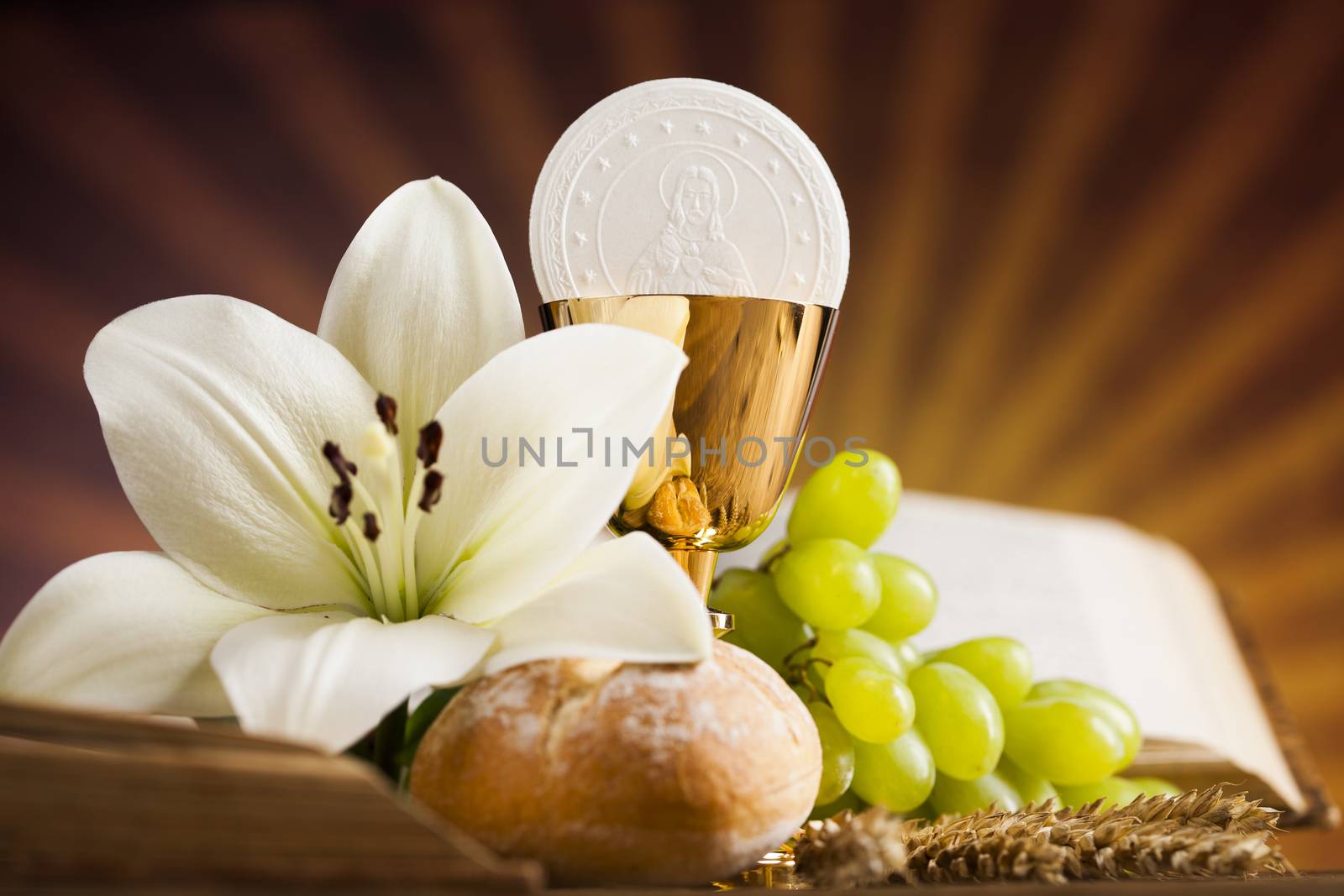 Holy Communion Bread, Wine for christianity religion