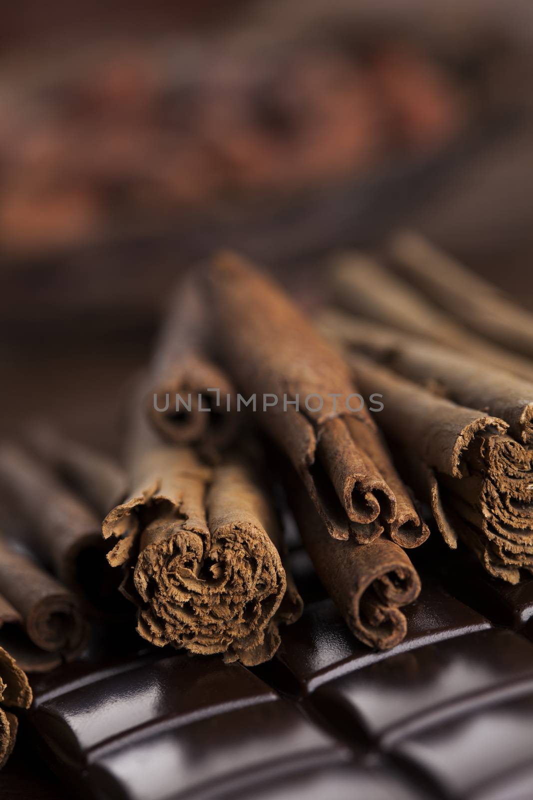 Bars Chocolate , candy sweet, dessert food on wooden background