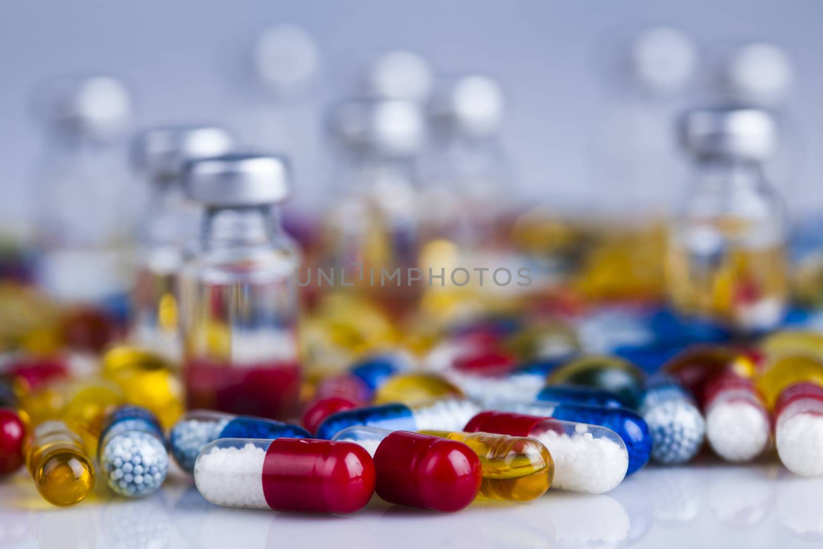 Healthy, Close up of Pills, Tablets, Capsule, Medical background by JanPietruszka