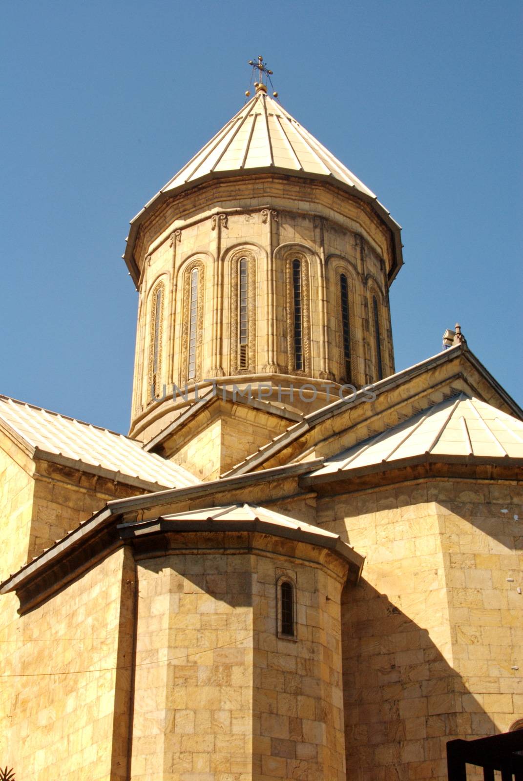 The Cathedral of Sioni or the Cathedral of the Assumption of the Virgin in the old city of Tbilisi, on the banks of the Kura River.