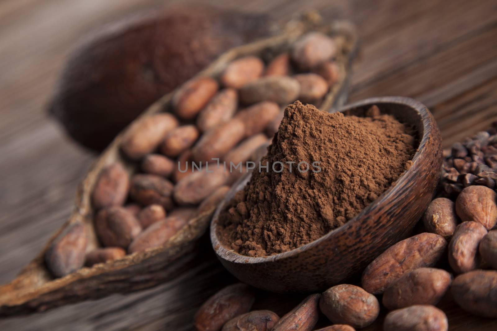 Aromatic cocoa, powder and food dessert background   by JanPietruszka