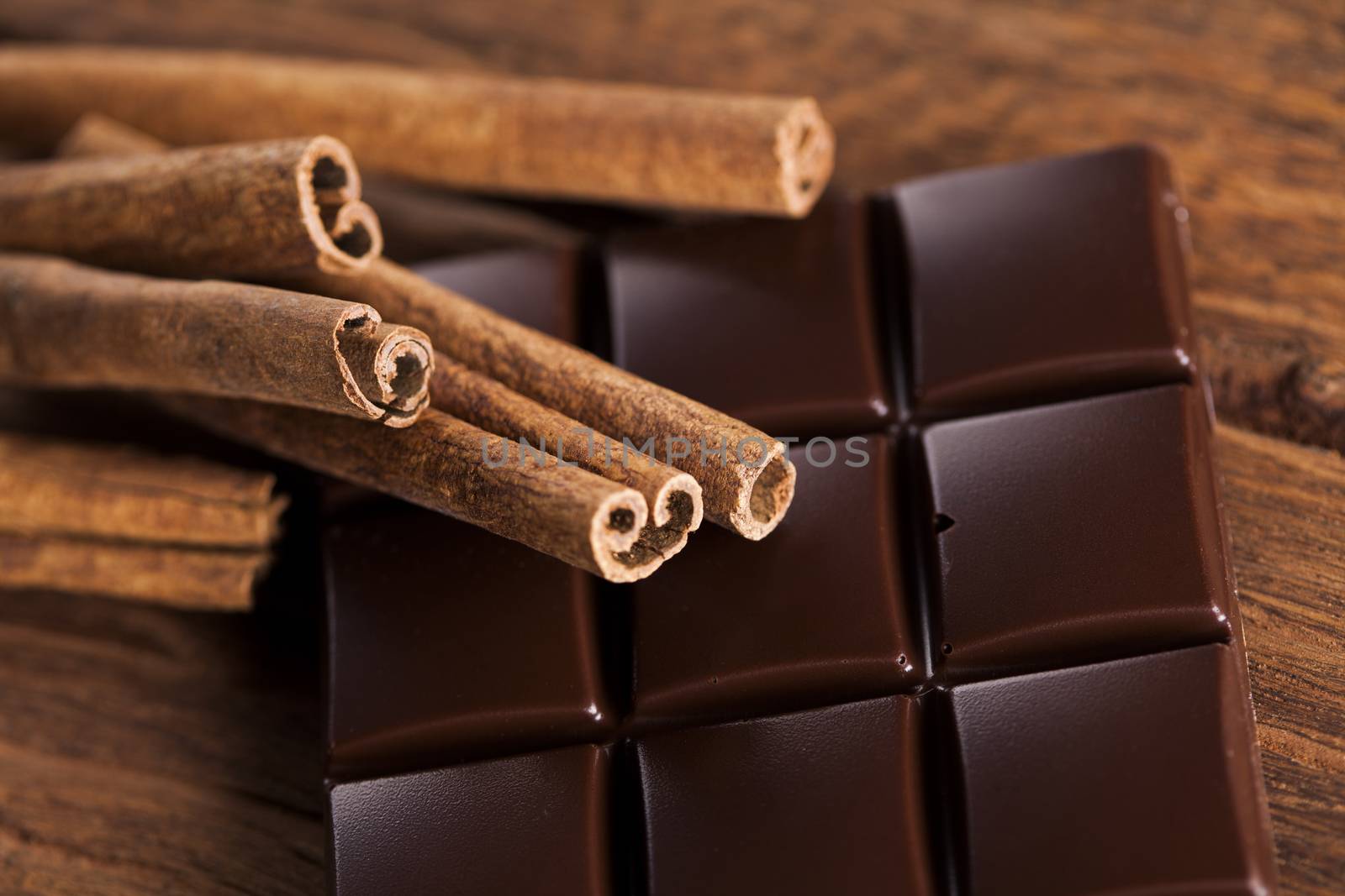 Cinnamon, Dark chocolate with candy sweet by JanPietruszka